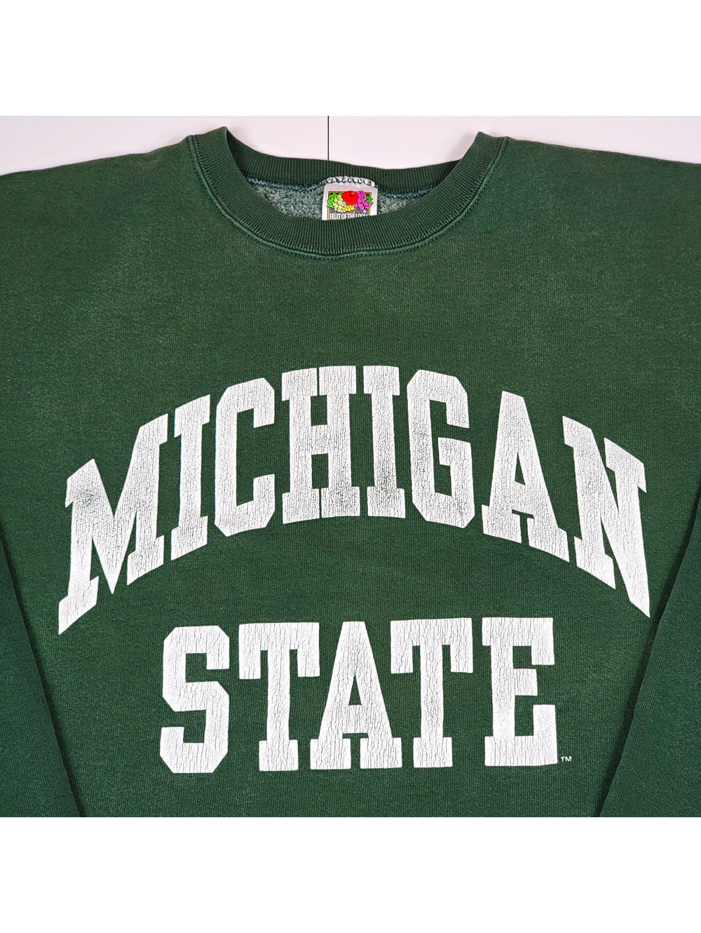 Vintage 90s Michigan State Green Cropped Sweatshirt XL